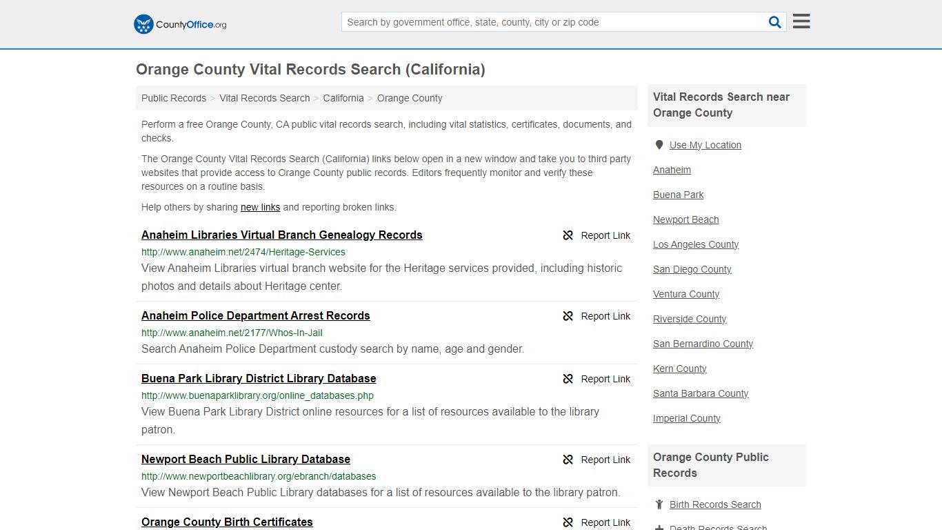 Vital Records Search - Orange County, CA (Birth, Death, Marriage ...