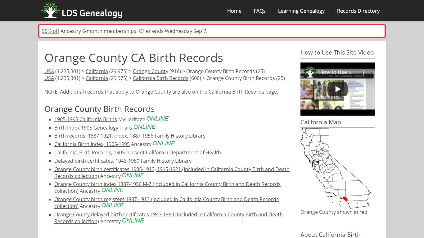 Orange County CA Birth Records - LDS Genealogy